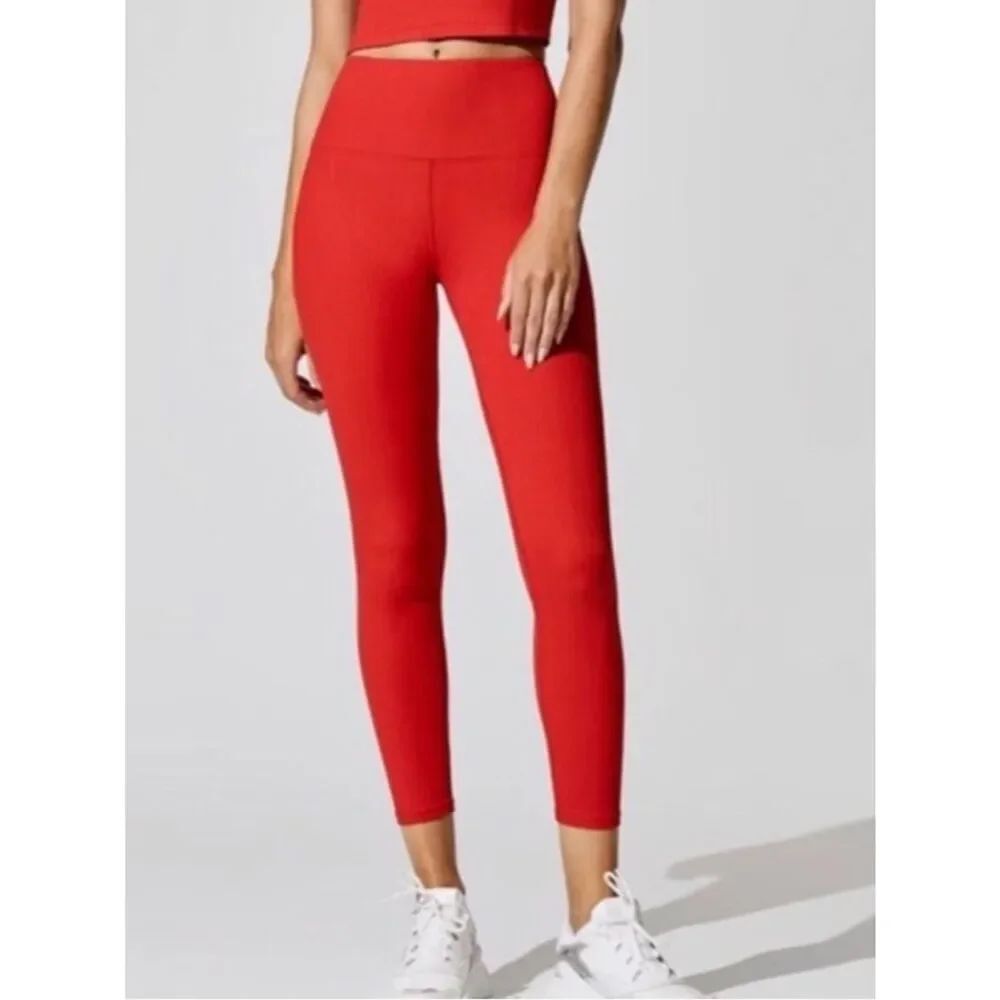 Carbon38 Ribbed 7/8 Leggings Red Women’s XS